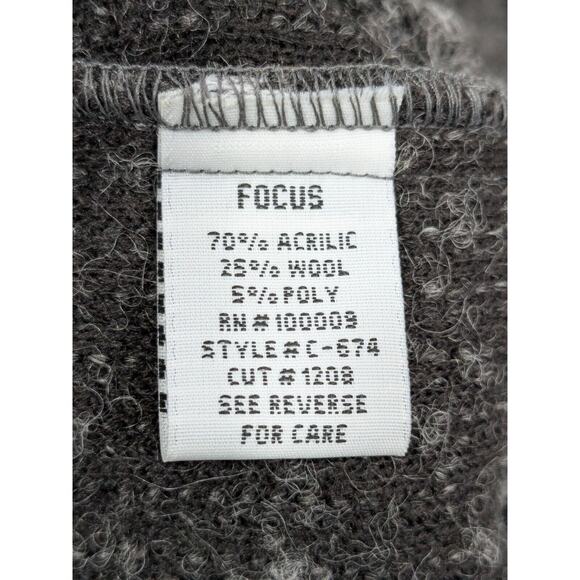 Focus Casual Life Cardigan Womens Large Chunky Sweater Button Fuzzy Wool Gray - Picture 6 of 14